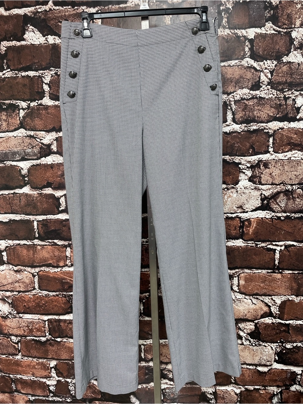 LOFT Trousers NWT Pants White Black Herringbone Wide Leg Sailor 12 Tall - Picture 4 of 11